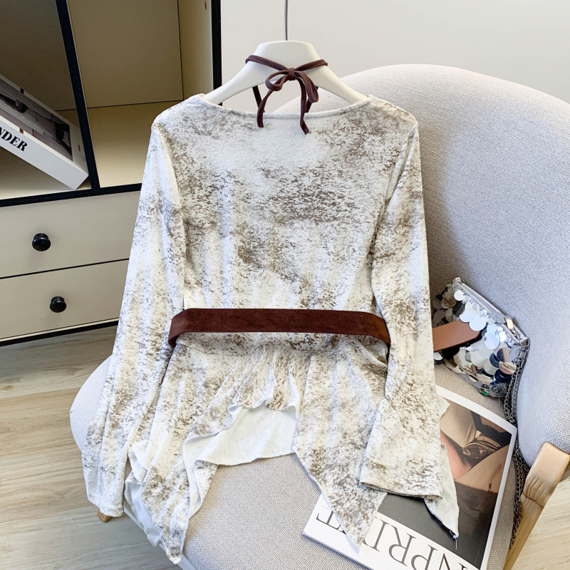 Pseudo-two all-match T-shirt retro long sleeve tops