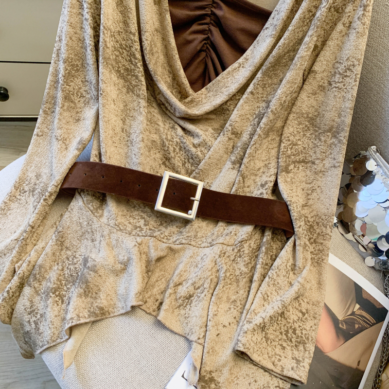 Pseudo-two all-match T-shirt retro long sleeve tops