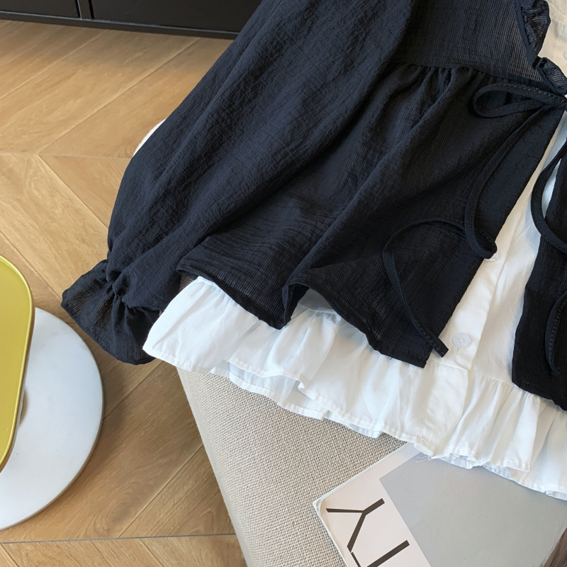 Lace collar Pseudo-two small shirt bandage shirt