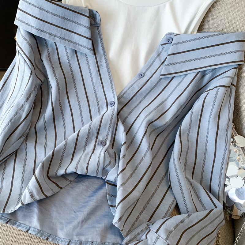 Pseudo-two Western style tops long sleeve shirt for women