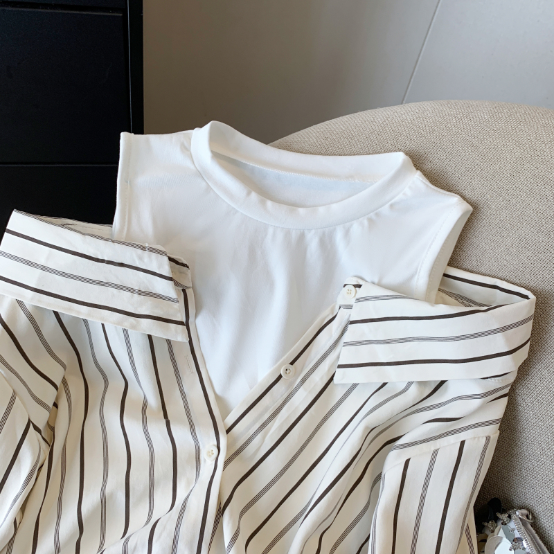 Pseudo-two Western style tops long sleeve shirt for women