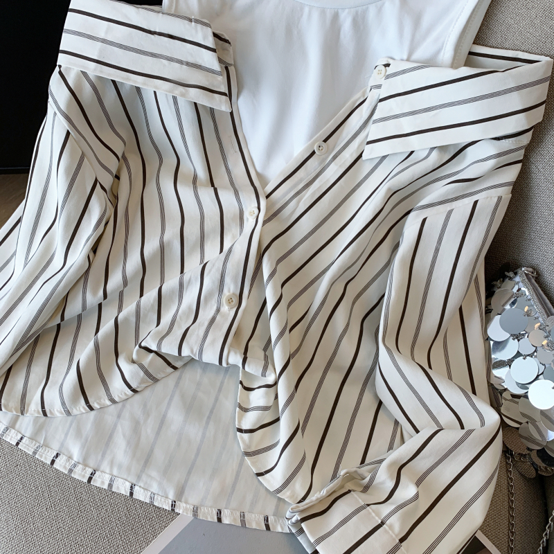 Pseudo-two Western style tops long sleeve shirt for women