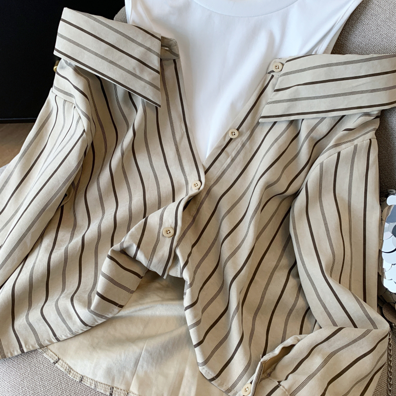 Pseudo-two Western style tops long sleeve shirt for women