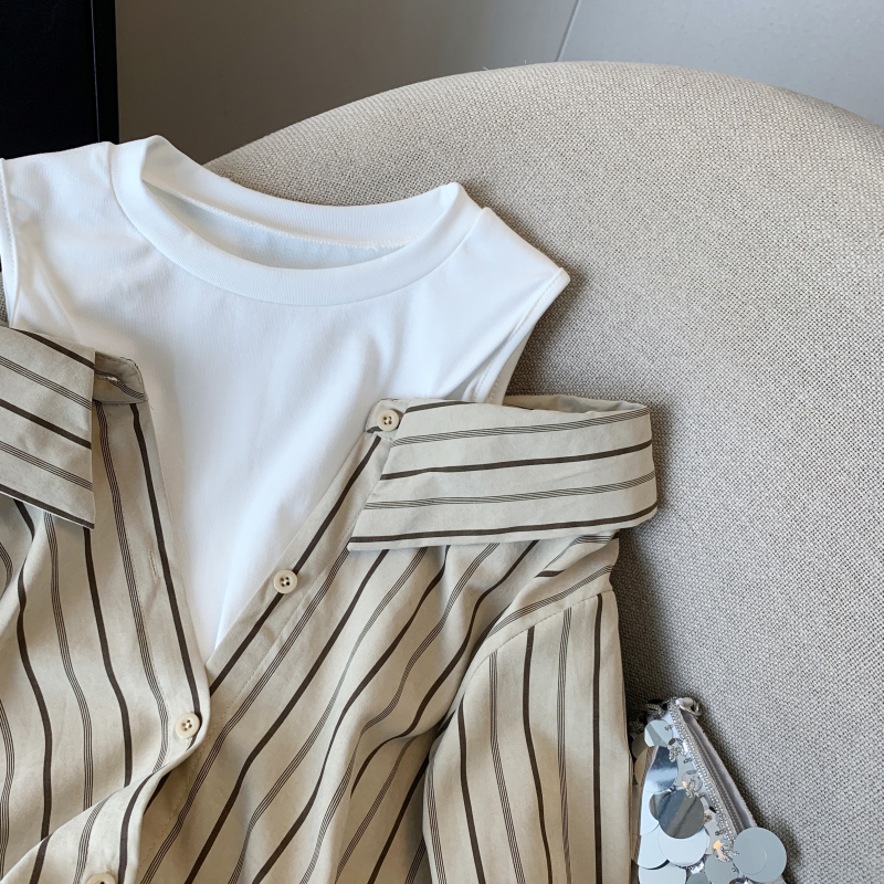 Pseudo-two Western style tops long sleeve shirt for women