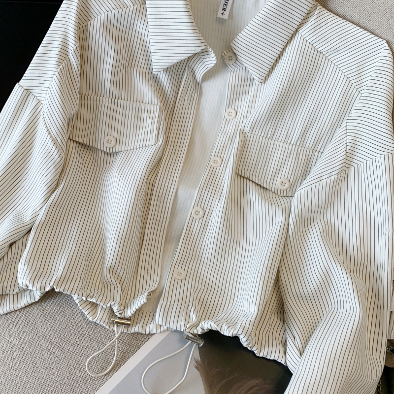Long sleeve coat stripe shirt for women