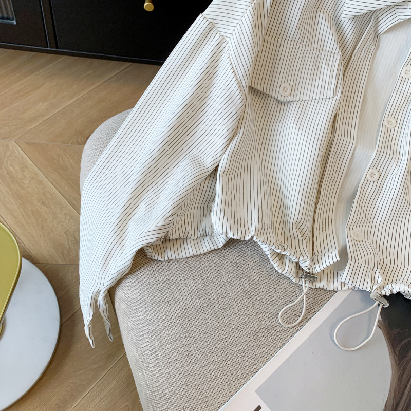 Long sleeve coat stripe shirt for women