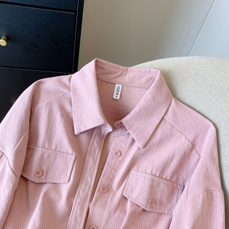 Long sleeve coat stripe shirt for women