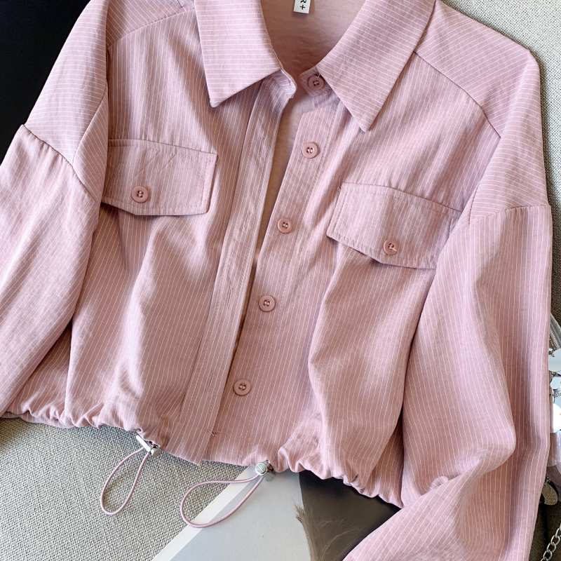 Long sleeve coat stripe shirt for women