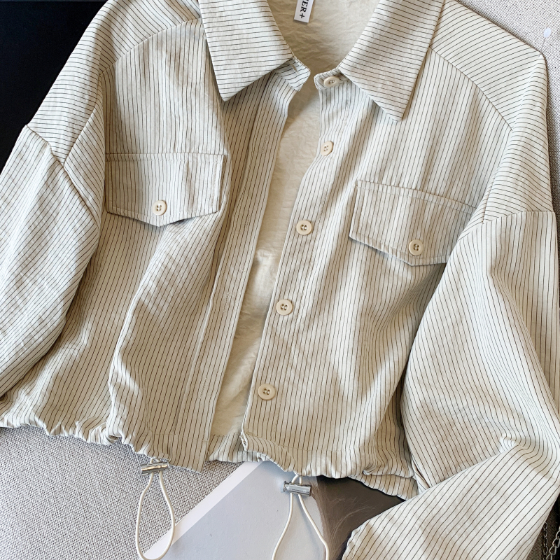 Long sleeve coat stripe shirt for women