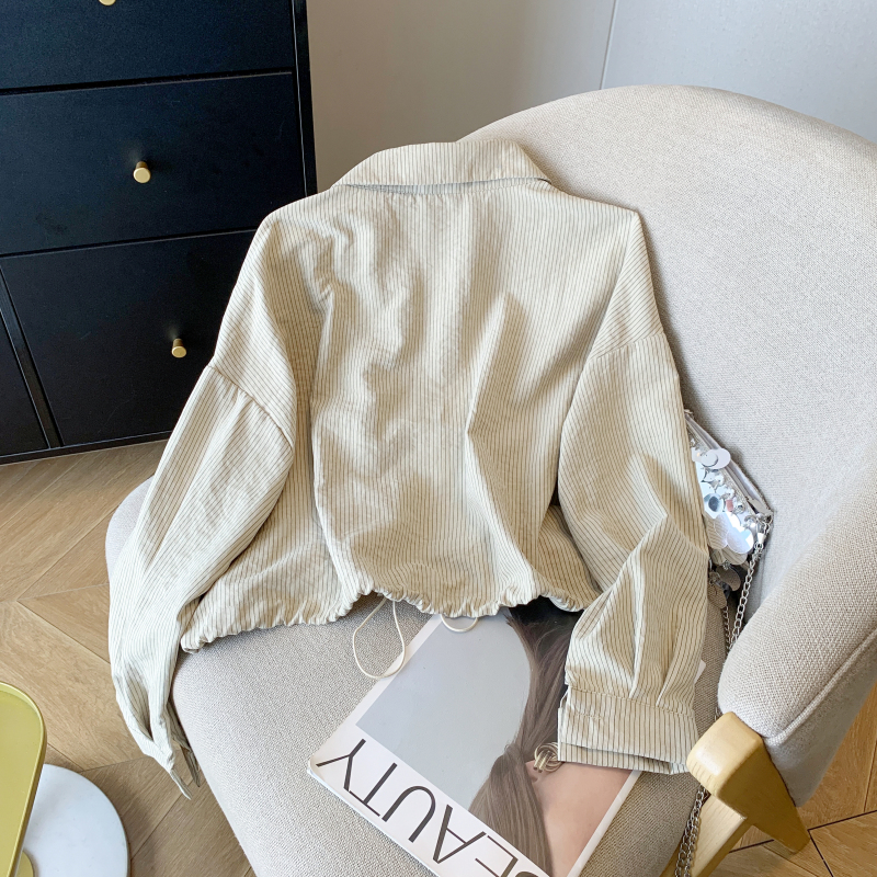 Long sleeve coat stripe shirt for women