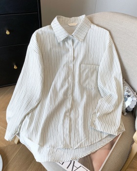 Stripe Korean style shirt spring simple tops for women