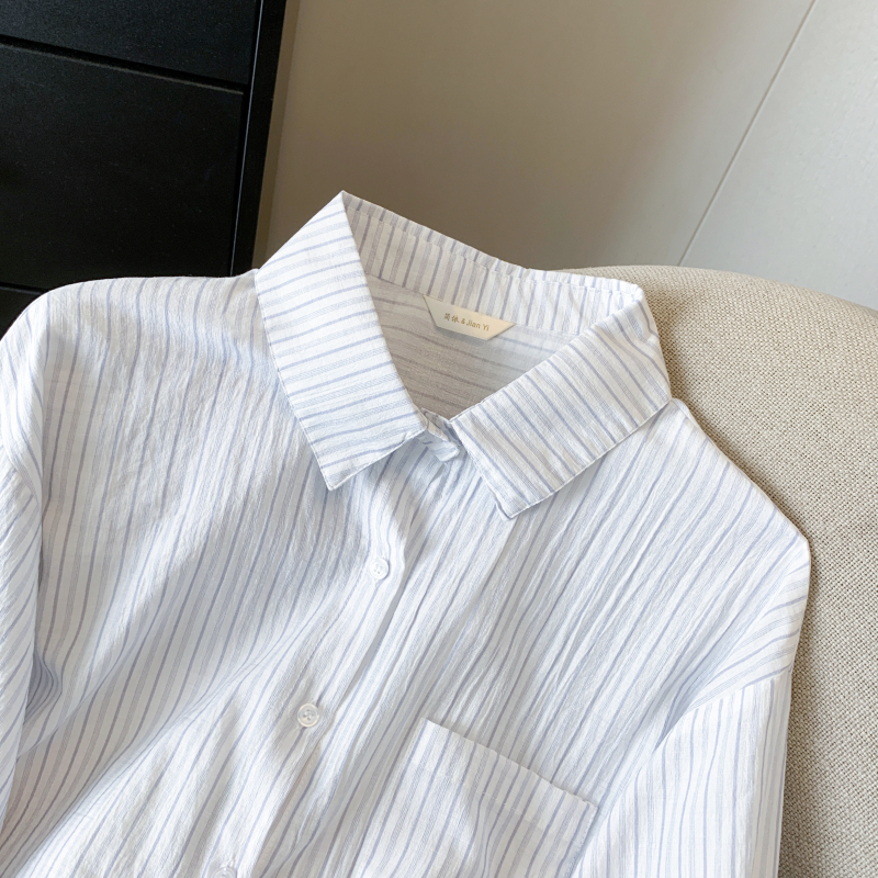 Stripe Korean style shirt spring simple tops for women
