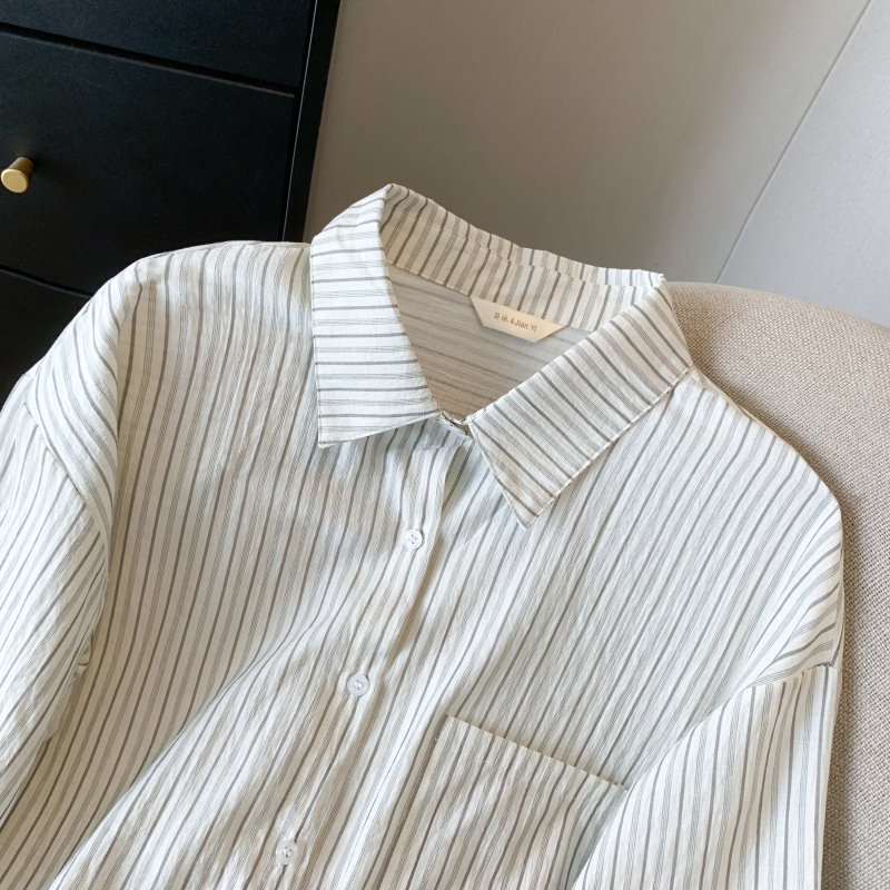 Stripe Korean style shirt spring simple tops for women