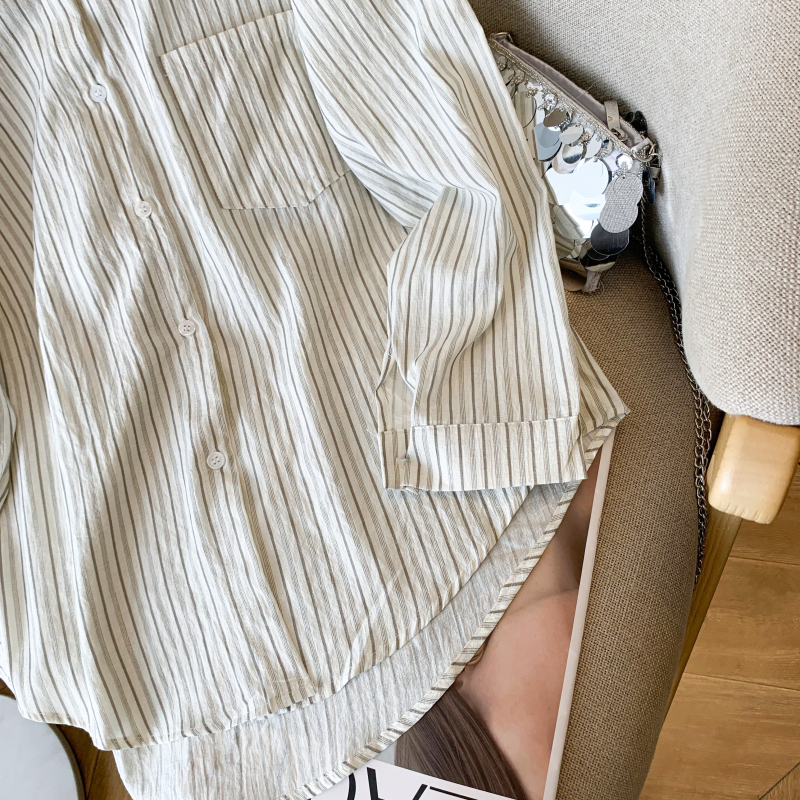 Stripe Korean style shirt spring simple tops for women