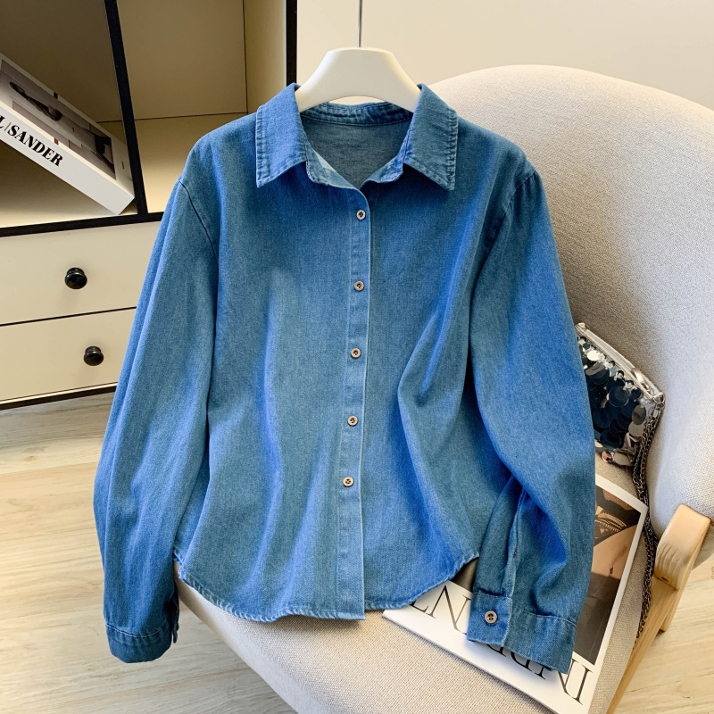 Simple long sleeve shirt loose all-match tops for women