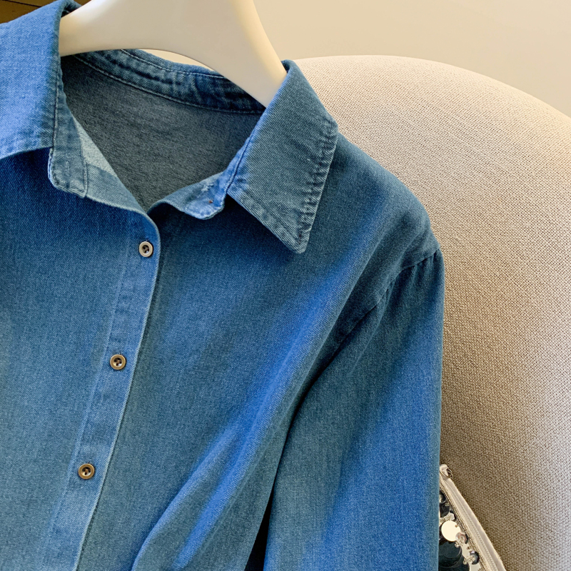 Simple long sleeve shirt loose all-match tops for women