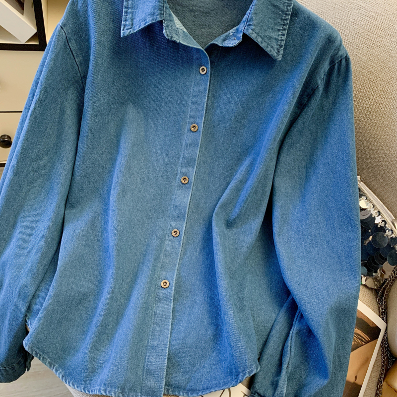 Simple long sleeve shirt loose all-match tops for women