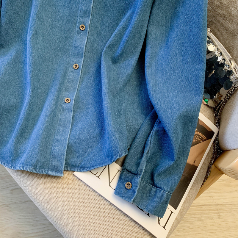 Simple long sleeve shirt loose all-match tops for women