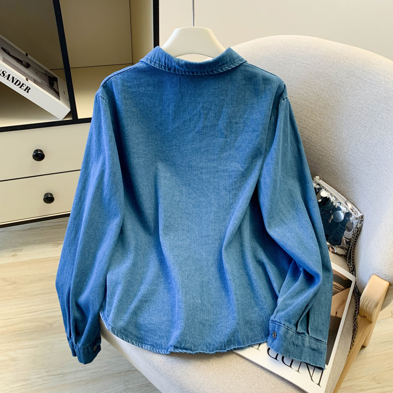 Simple long sleeve shirt loose all-match tops for women