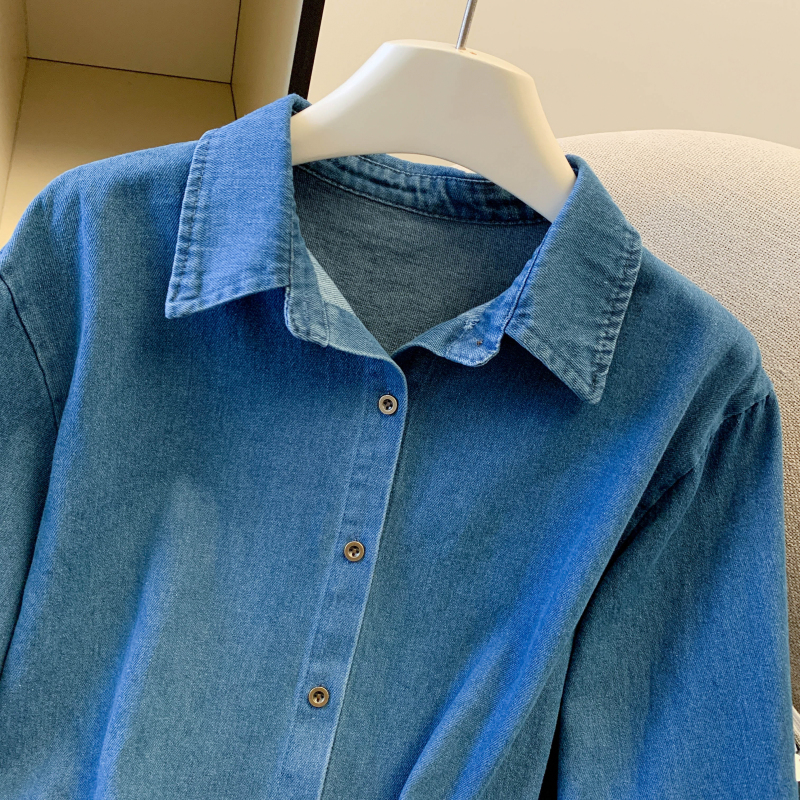 Simple long sleeve shirt loose all-match tops for women