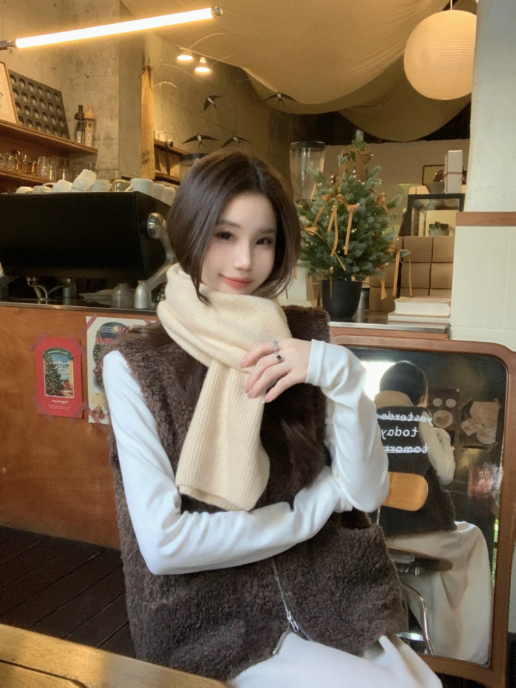 Double zip lambs wool coat all-match cardigan for women