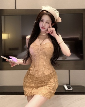 Temperament tops enticement short skirt 2pcs set