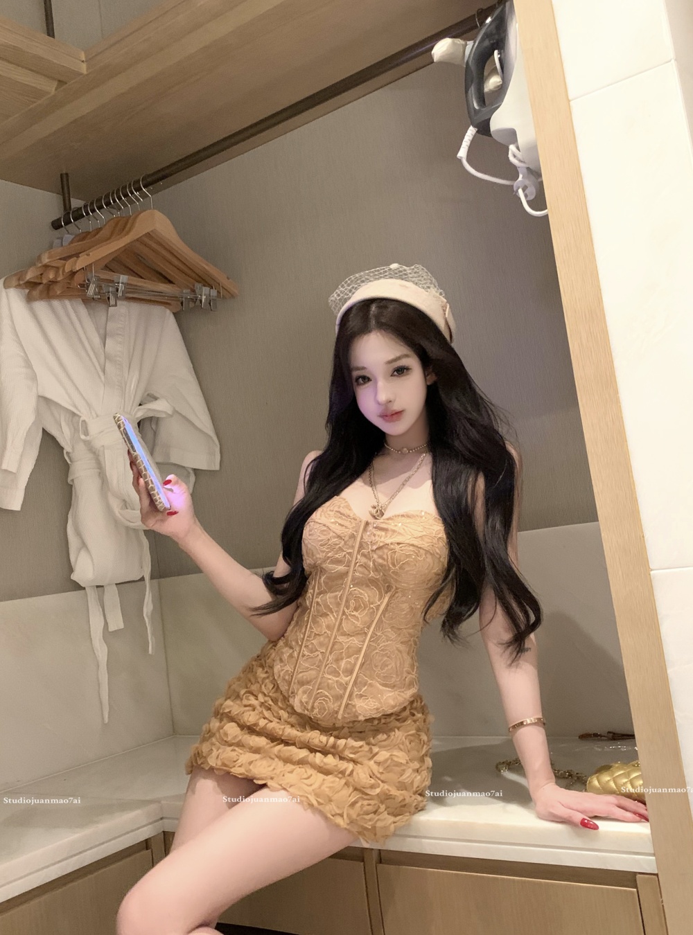 Temperament tops enticement short skirt 2pcs set