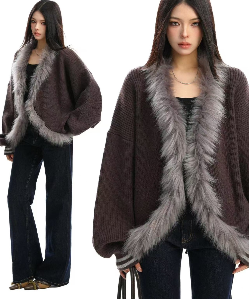 Plush knitted thick coat lazy thick sweater