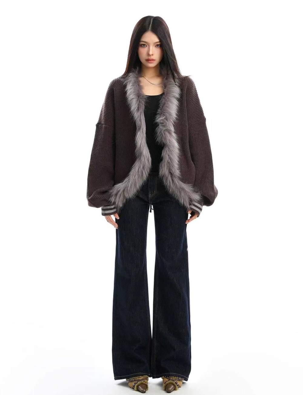 Plush knitted thick coat lazy thick sweater