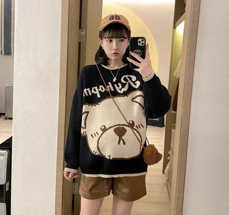 Fashion Cover belly lovely show young slim cartoon sweater