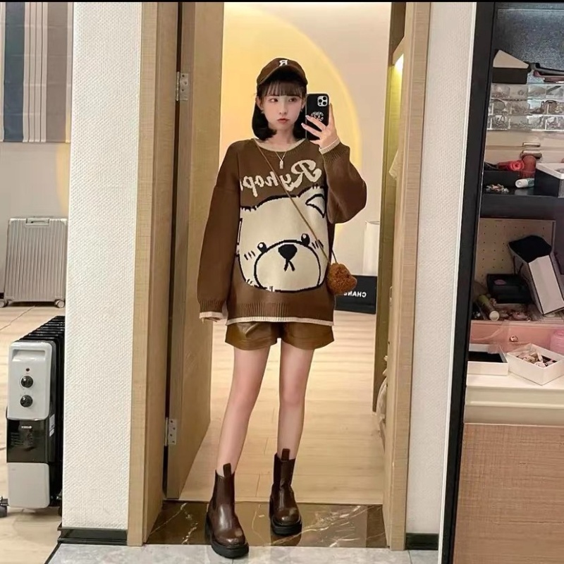 Fashion Cover belly lovely show young slim cartoon sweater