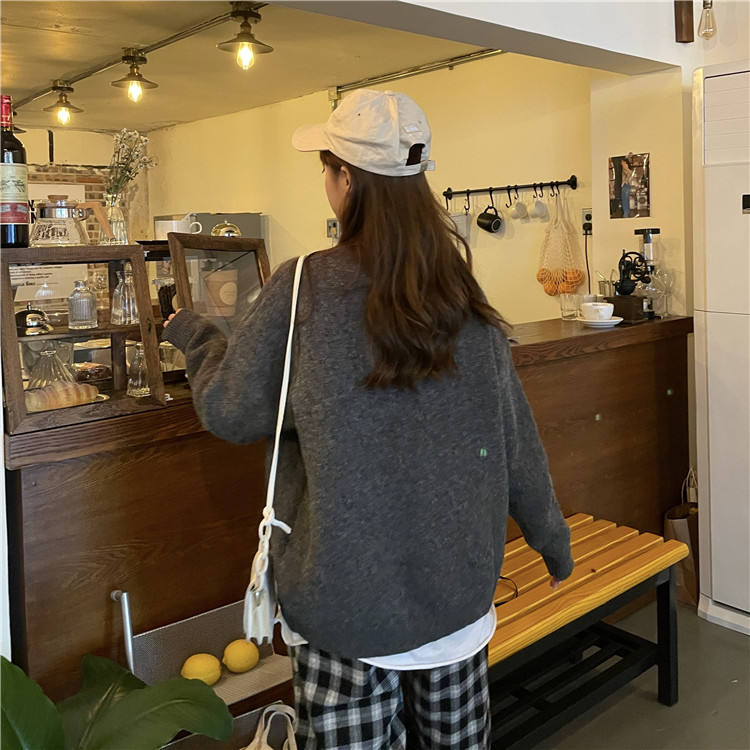 Loose lazy red sweater elk christmas tops for women