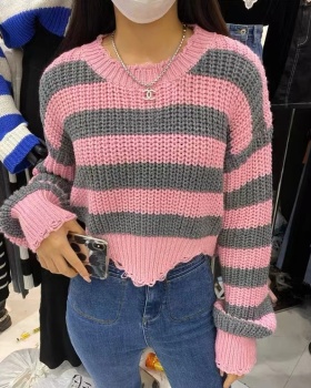 Stripe long sleeve fashion Korean style sweater for women