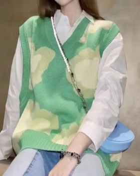 Knitted woolen yarn waistcoat loose couples vest