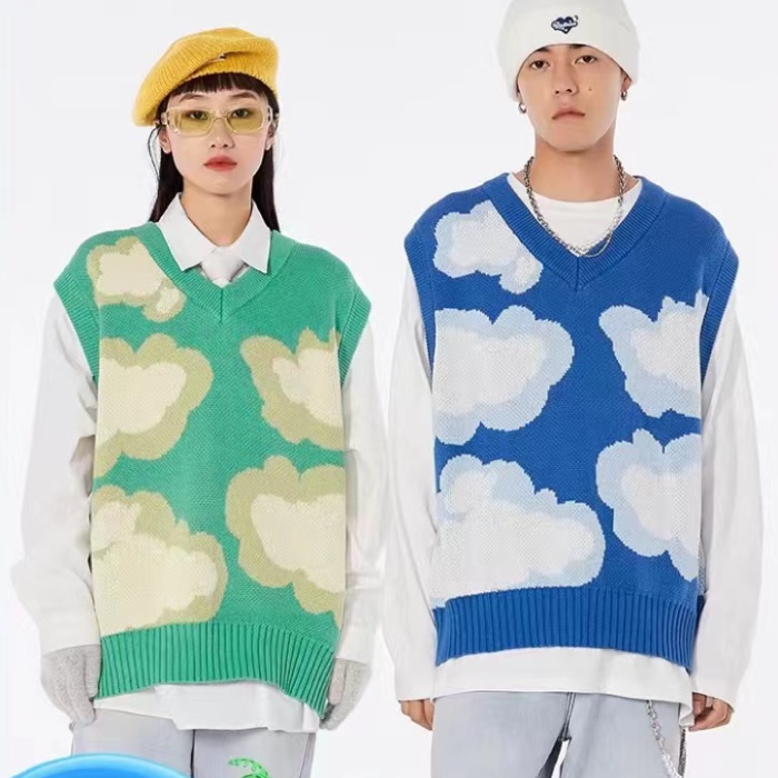 Knitted woolen yarn waistcoat loose couples vest