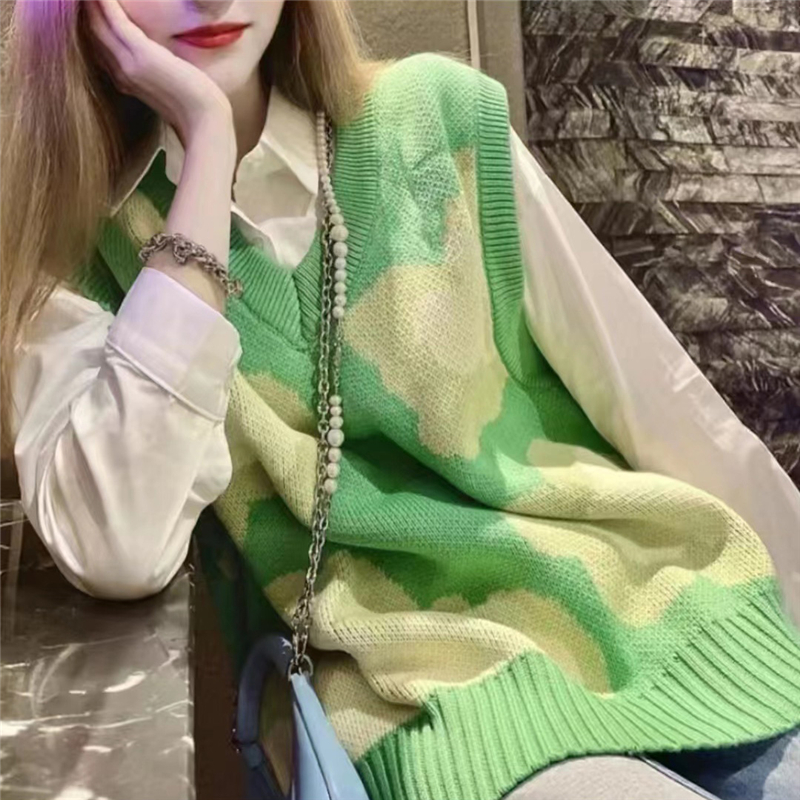 Knitted woolen yarn waistcoat loose couples vest