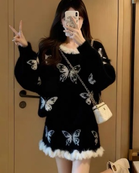 Slim sweater butterfly skirt 2pcs set for women