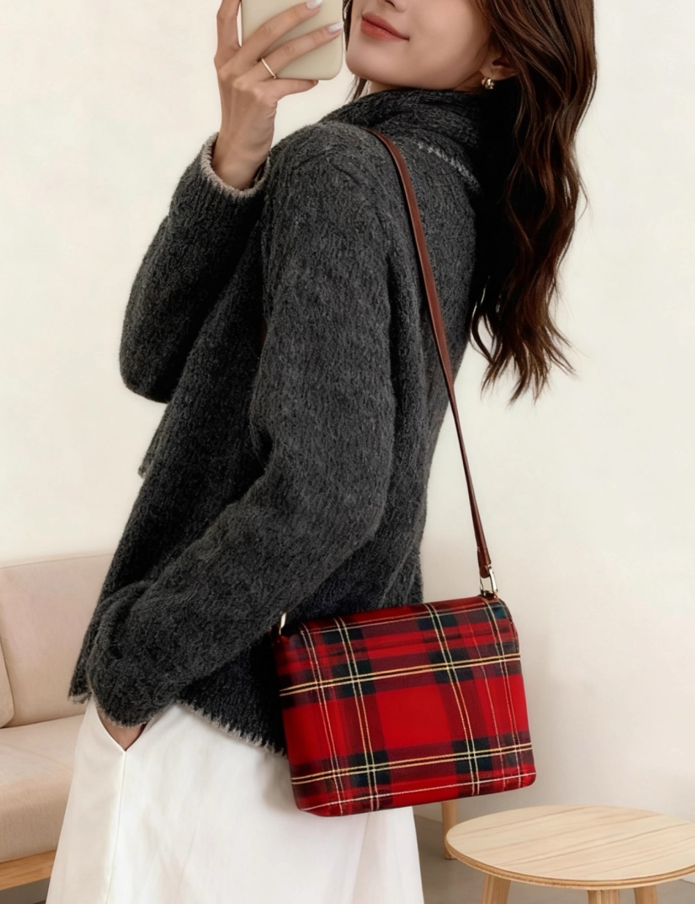 Knitted scarf cardigan pure mixed colors tops a set