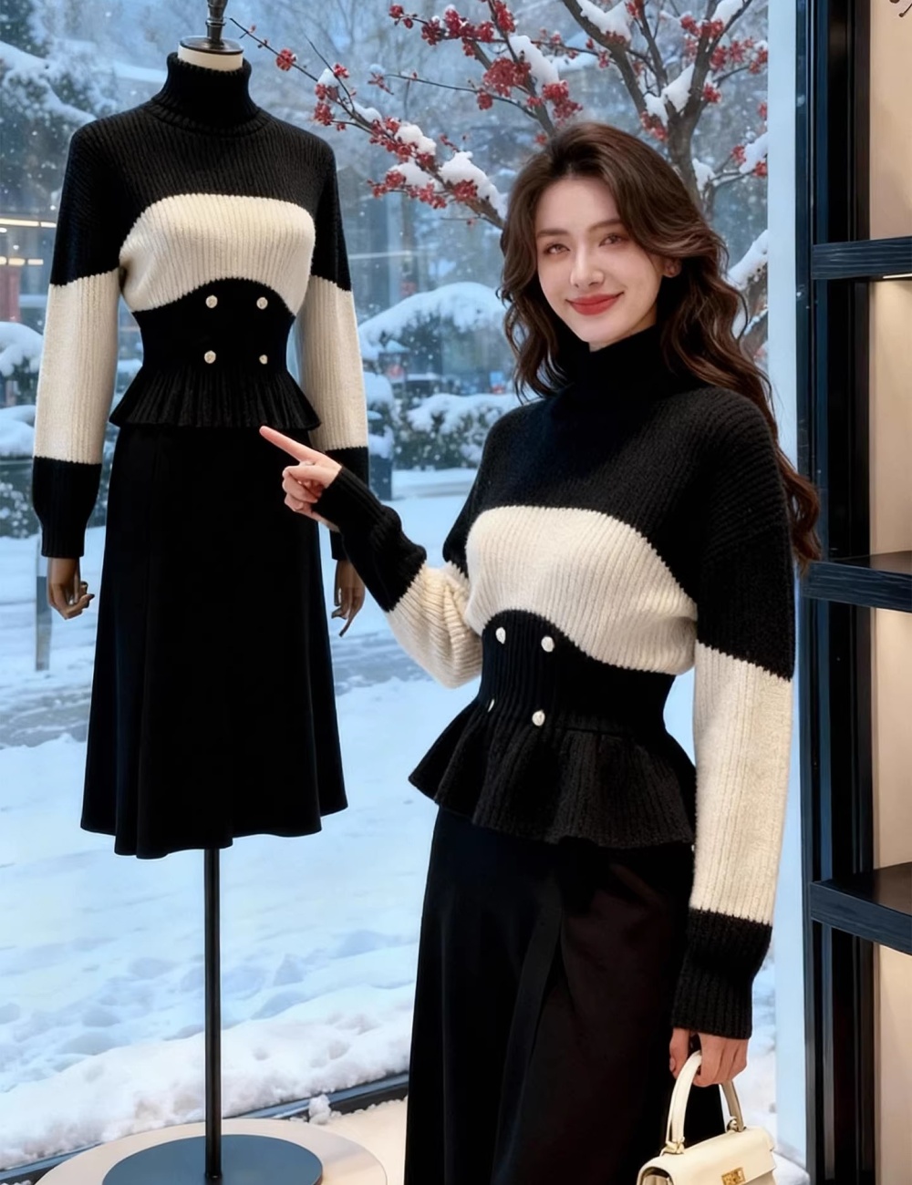 Pinched waist tops long sleeve sweater for women