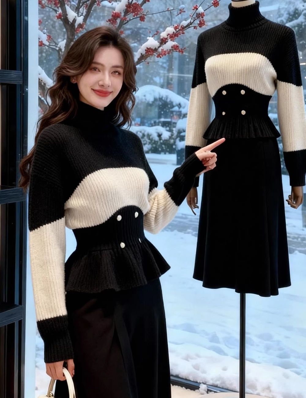 Pinched waist tops long sleeve sweater for women