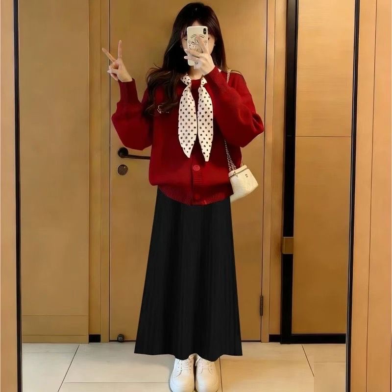 Polka dot loose scarf Korean style sweater for women