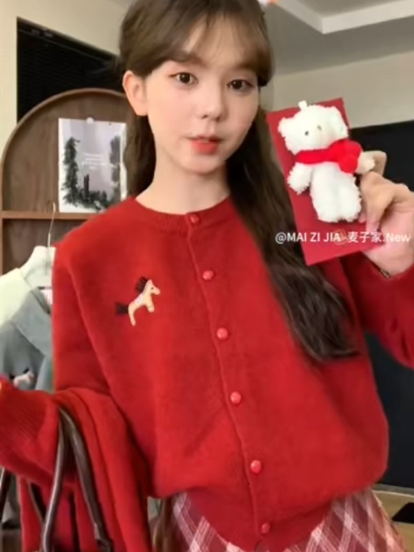 Embroidery pony Casual scarves winter show young sweater