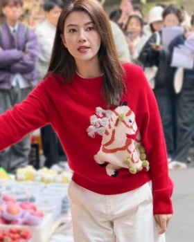Round neck cartoon show young pony sweater for women