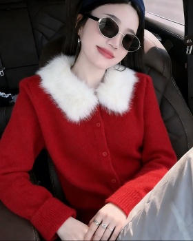 Autumn and winter fur collar coat for women