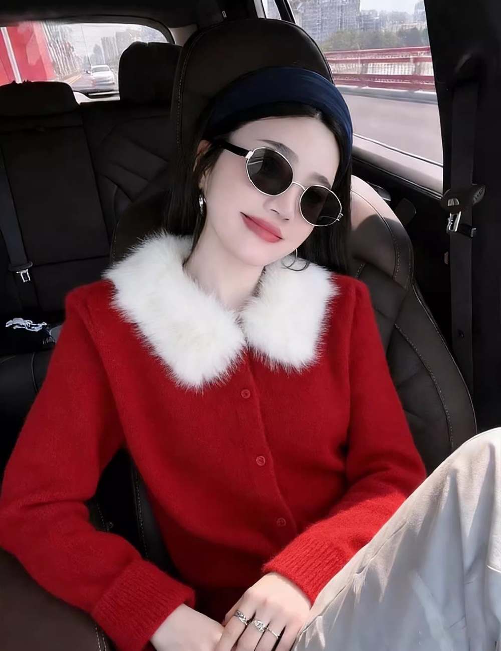 Autumn and winter fur collar coat for women