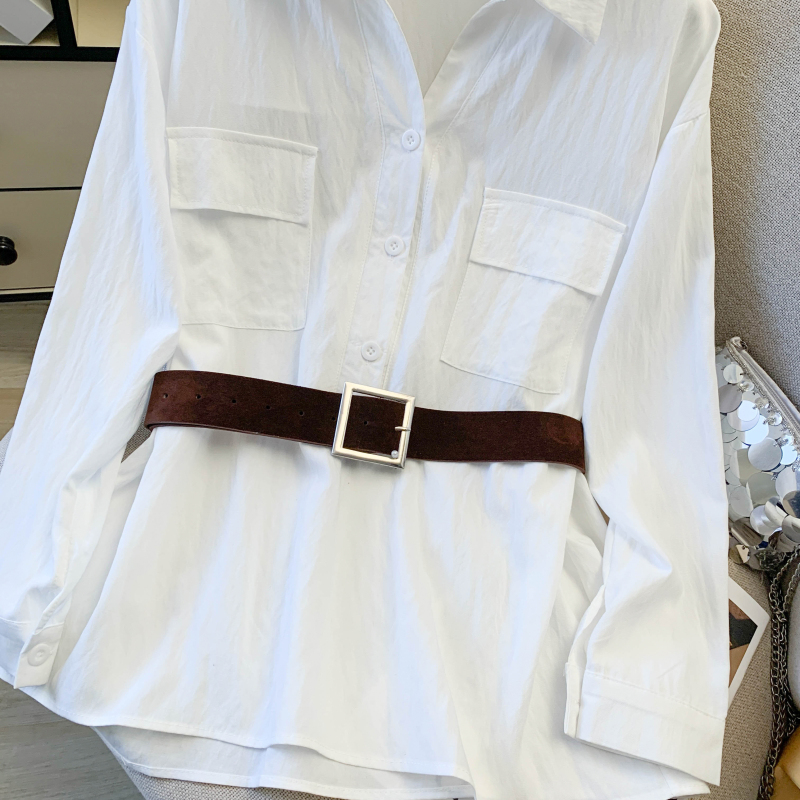 Simple Casual all-match tops spring long sleeve shirt