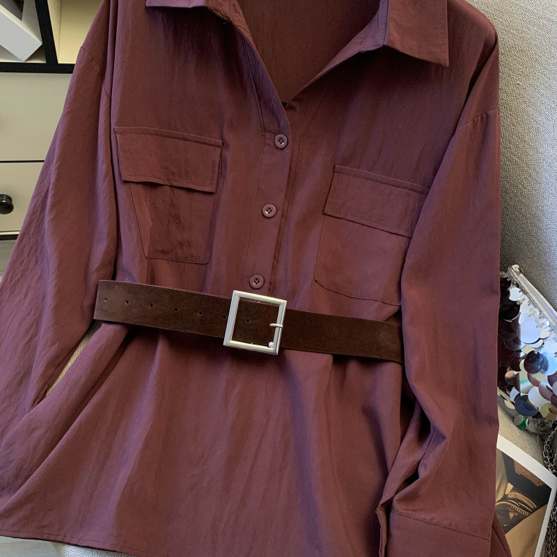 Simple Casual all-match tops spring long sleeve shirt