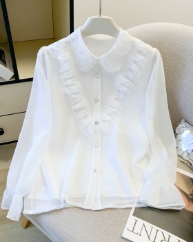 Long sleeve niche shirt sweet chiffon shirt for women