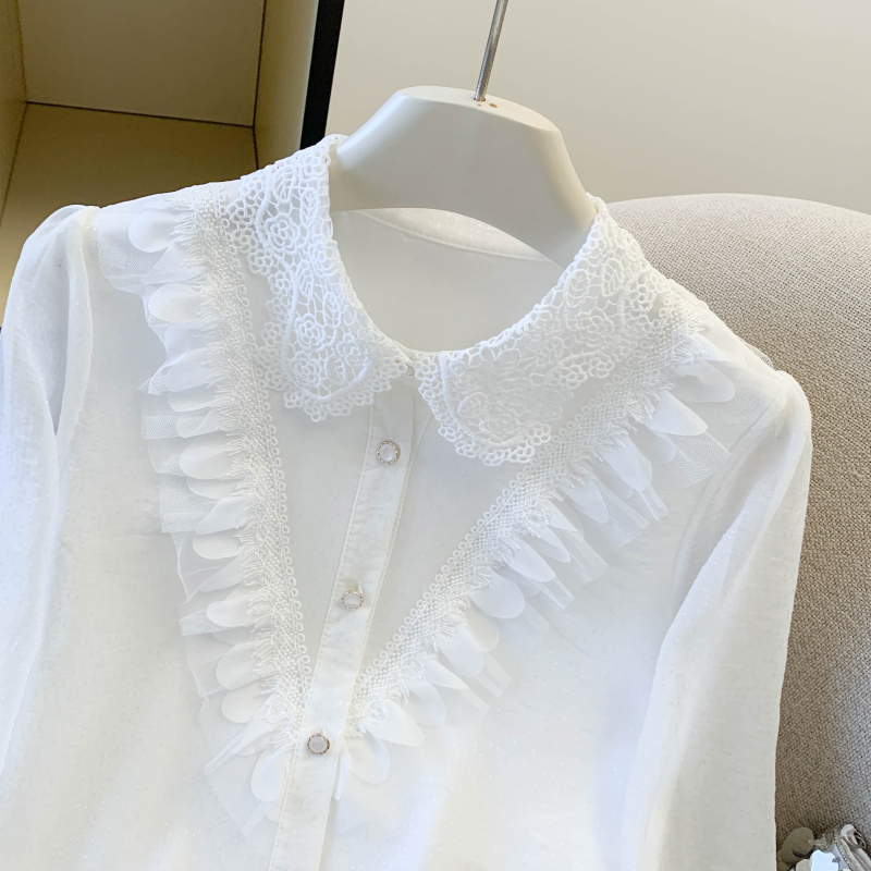 Long sleeve niche shirt sweet chiffon shirt for women