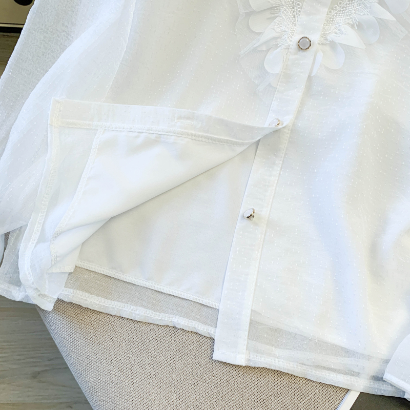 Long sleeve niche shirt sweet chiffon shirt for women